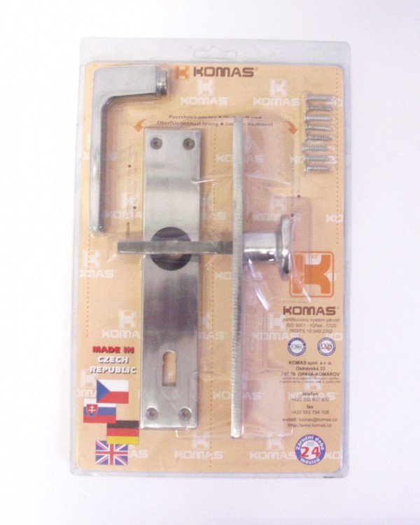 Kování dveřní klika/knoflík 72 mm klíč hliník blistr
